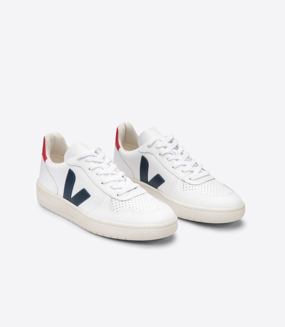 Veja Sneakers Mens - V-10 Leather - White - 6187OIJTB